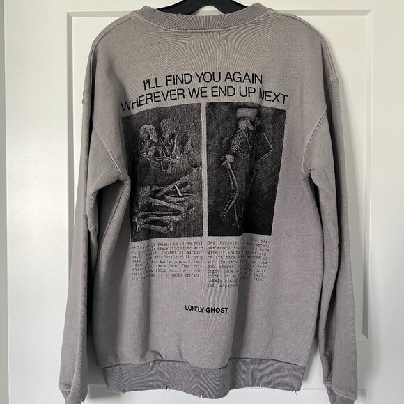 Lonely Ghost Halloween Skeleton Sweatshirt - Picture 2 of 5
